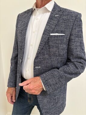 SMITH Navy Textured Sport Coat Blazer